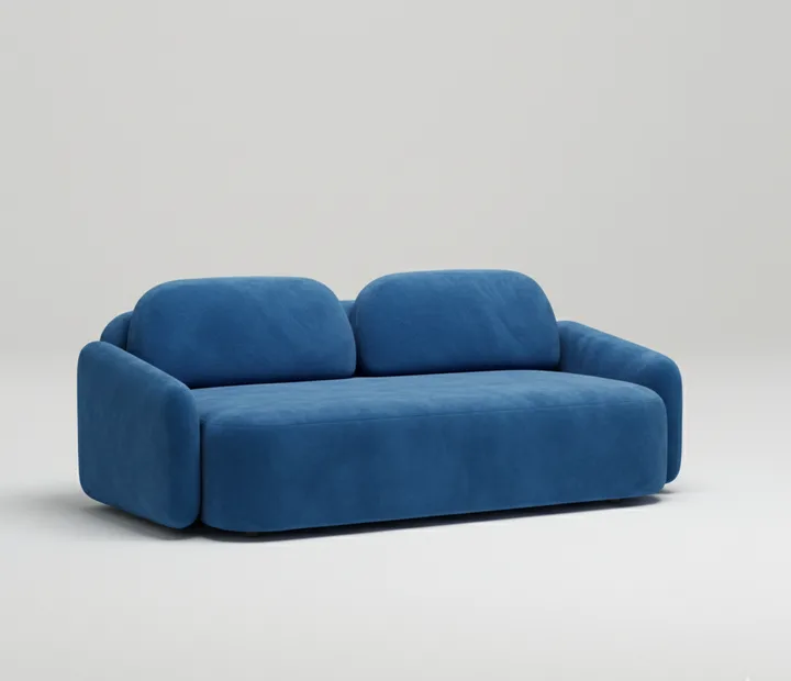 Стильный прямой диван Маларэн. Материал: Велюр. Цвет: Синий