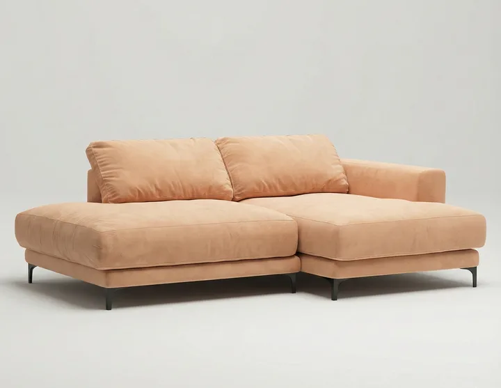 Стильный угловой диван Индастриал Мини. Материал: Велюр. Цвет: Бежевый