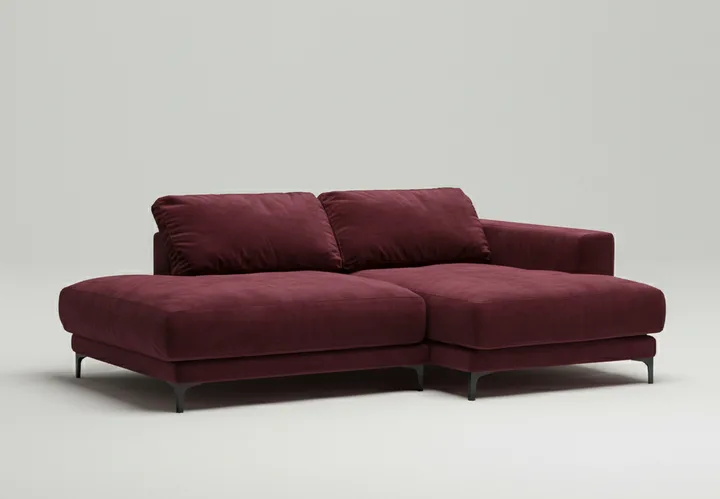 Стильный угловой диван Индастриал Мини. Материал: Велюр. Цвет: Бордо Стильный угловой диван Индастриал Мини. Материал: Велюр. Цвет: Бордо