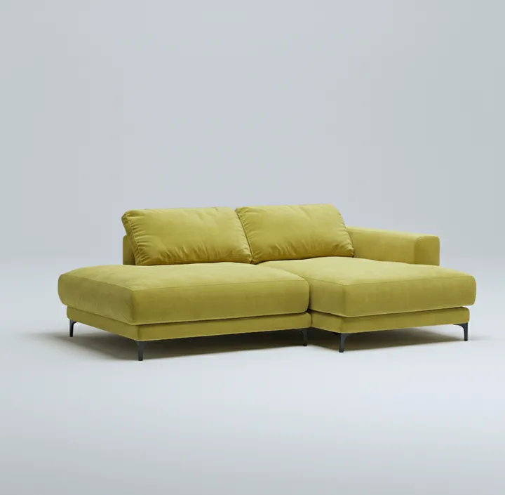 Стильный угловой диван Индастриал Мини. Материал: Велюр. Цвет: Желтый
