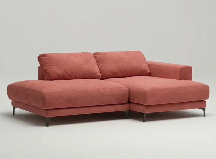 Стильный угловой диван Индастриал Мини. Материал: Велюр. Цвет: Терракотовый