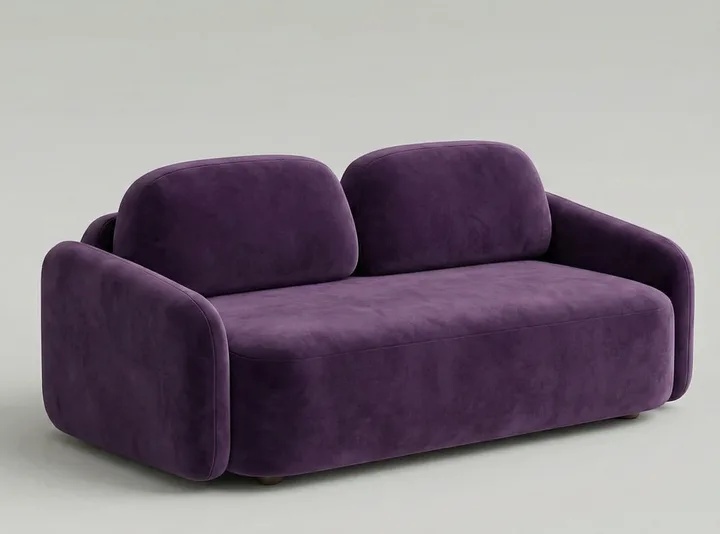 Стильный прямой диван Маларэн. Материал: Велюр. Цвет: Фиолетовый