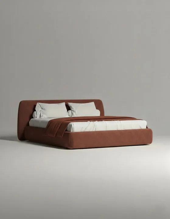 Кровать Эндре под матрас 160x200 с мягким изголовьем и ящиком для хранения белья. Материал: велюр - Premier 12