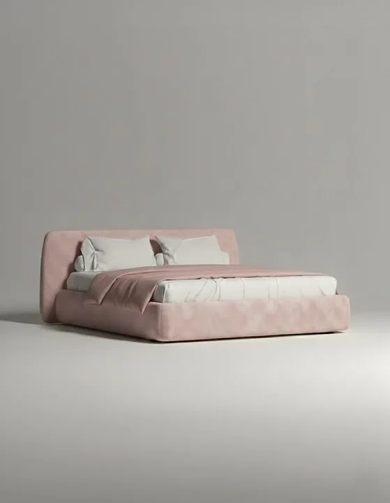 Кровать Эндре под матрас 200x200 с мягким изголовьем и ящиком для хранения белья. Материал: велюр - Novus 230