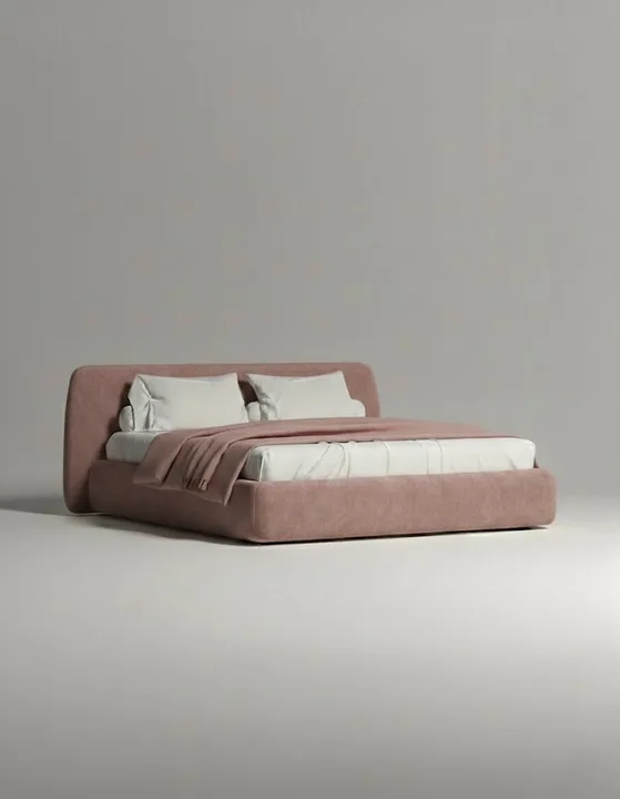 Кровать Эндре под матрас 160x200 с мягким изголовьем и ящиком для хранения белья. Материал: микровельвет - Velvet Lux 98