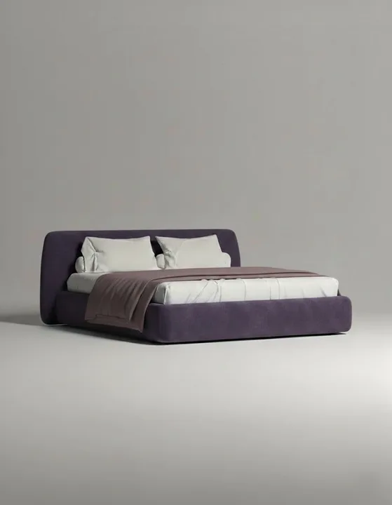 Кровать Эндре под матрас 160x200 с мягким изголовьем и ящиком для хранения белья. Материал: велюр - Premier 23