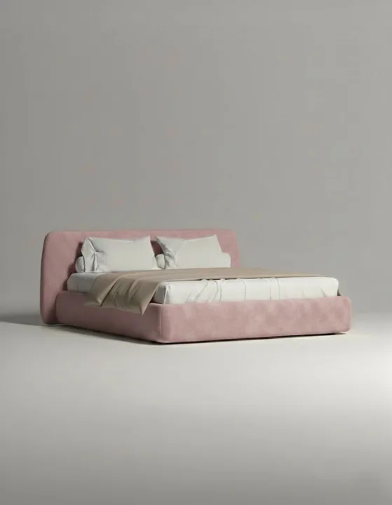 Кровать Эндре под матрас 160x200 с мягким изголовьем и ящиком для хранения белья. Материал: велюр - Novus 810