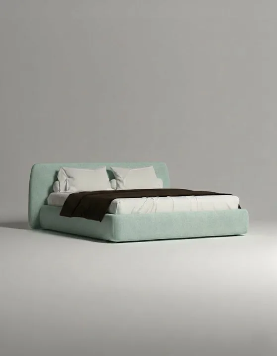 Кровать Эндре под матрас 160x200 с мягким изголовьем и ящиком для хранения белья. Материал: искусственная замша - Elixir 690