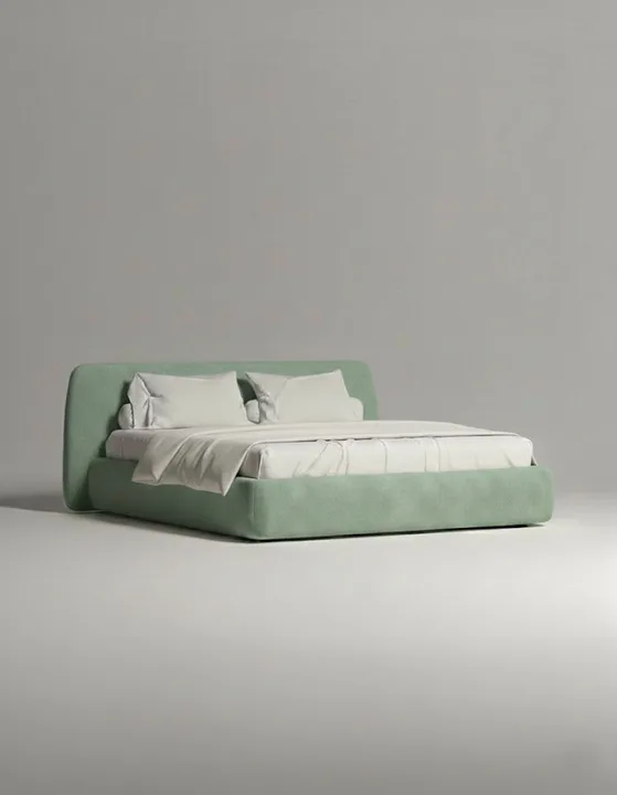 Кровать Эндре под матрас 200x200 с мягким изголовьем и ящиком для хранения белья. Материал: велюр - Velutto 30