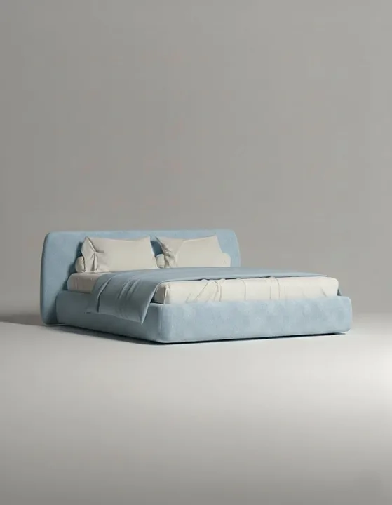 Кровать Эндре под матрас 200x200 с мягким изголовьем и ящиком для хранения белья. Материал: Novus 970 (велюр) Кровать Эндре под матрас 200x200 с мягким изголовьем и ящиком для хранения белья. Материал: велюр - Novus 970