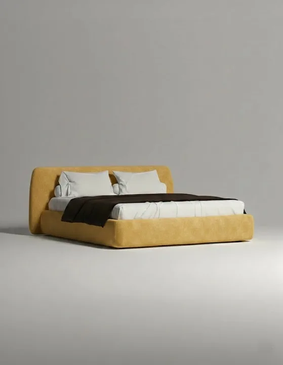 Кровать Эндре под матрас 180x200 с мягким изголовьем и ящиком для хранения белья. Материал: искусственная замша - Elixir 560