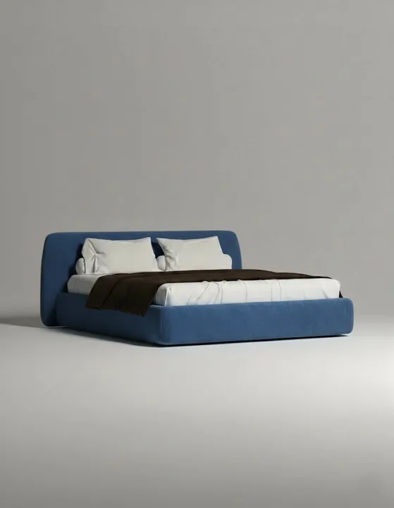 Кровать Эндре под матрас 160x200 с мягким изголовьем и ящиком для хранения белья. Материал: велюр - Novus 785