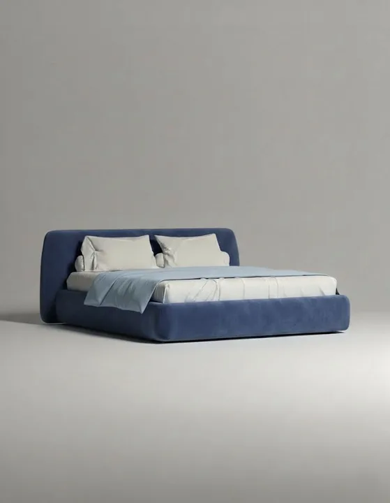 Кровать Эндре под матрас 160x200 с мягким изголовьем и ящиком для хранения белья. Материал: велюр - Velutto 48