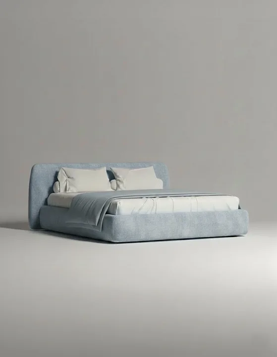 Кровать Эндре под матрас 180x200 с мягким изголовьем и ящиком для хранения белья. Материал: микровельвет - Velvet Lux 57