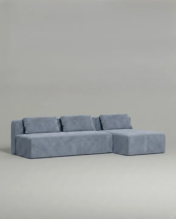 Стильный угловой диван Ламас. Материал: Искусственная замша. Цвет: Серый