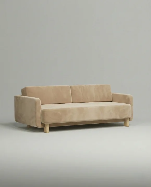 Стильный прямой диван Тинэль. Материал: Велюр. Цвет: Бежевый Стильный прямой диван Тинэль. Материал: Велюр. Цвет: Бежевый