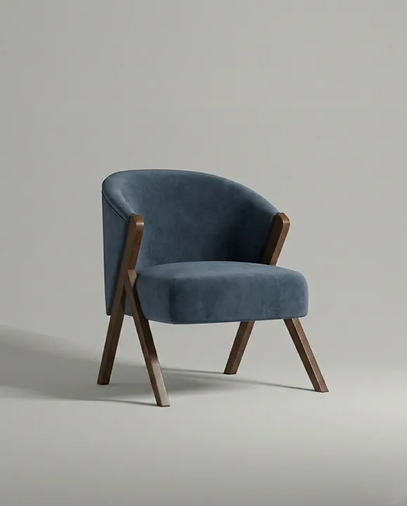 Кресло Альдо на ножках без подлокотников (синий велюр - Velutto 77) от Kalibroom