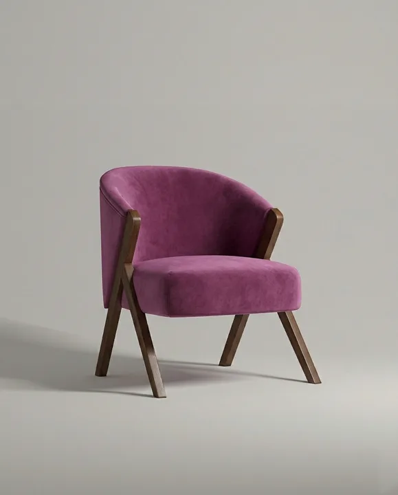 Кресло Альдо на ножках без подлокотников (велюр цвета бордо - Velutto 15) от Kalibroom