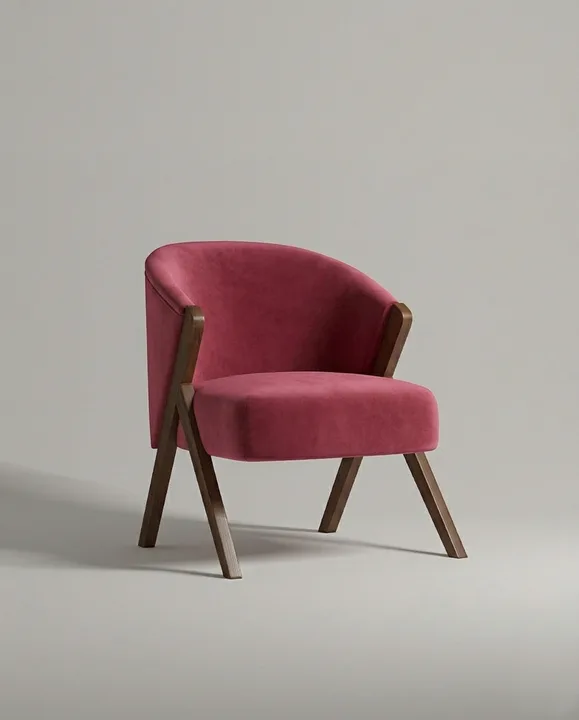 Кресло Альдо на ножках без подлокотников (велюр цвета бордо - Novus 323) от Kalibroom