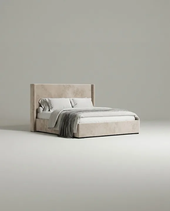Кровать Трина под матрас 160x200 с мягким изголовьем и ящиком для хранения белья. Материал: Velutto 07 (велюр) Кровать Трина под матрас 160x200 с мягким изголовьем и ящиком для хранения белья. Материал: велюр - Velutto 07