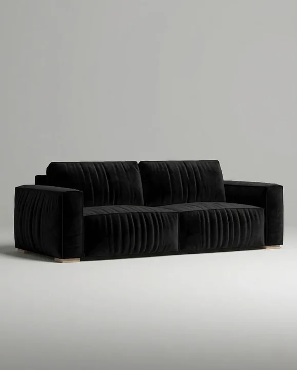 Стильный прямой диван Борген. Материал: Велюр. Цвет: Черный Стильный прямой диван Борген. Материал: Велюр. Цвет: Черный