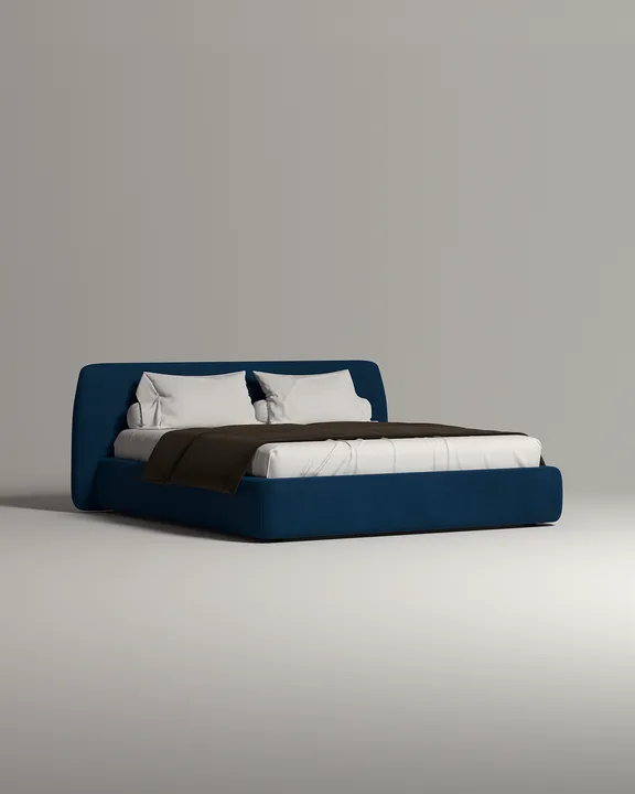 Кровать Эндре под матрас 160x200 с мягким изголовьем и ящиком для хранения белья. Материал: велюр - Premier 22