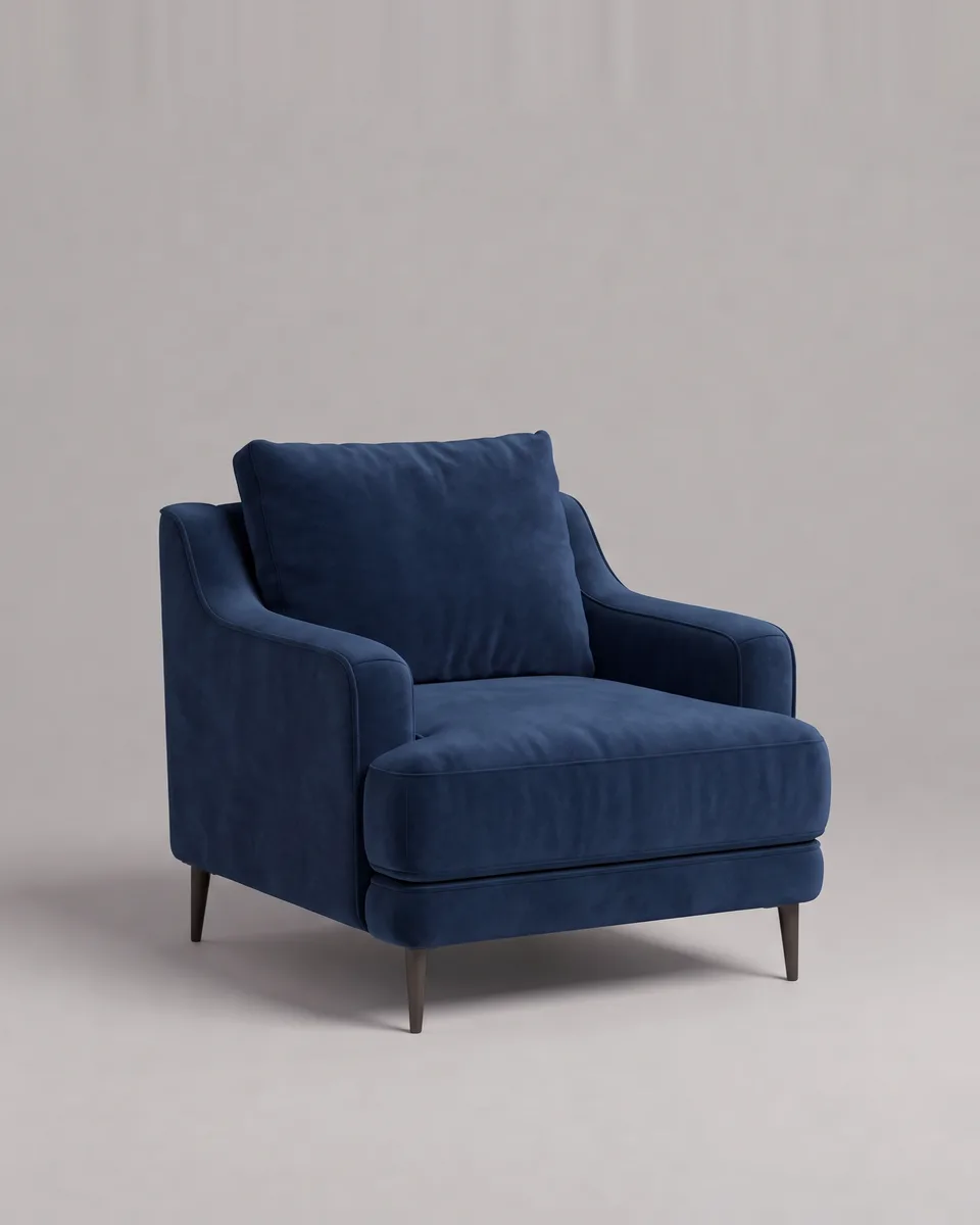 Кресло Кода на ножках с подлокотниками (синий велюр - Velutto Soft 778) от Kalibroom