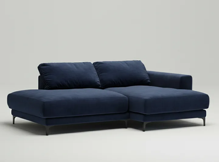 Стильный угловой диван Индастриал Мини. Материал: Велюр. Цвет: Синий