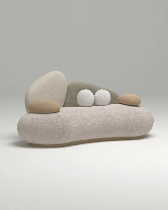 Стильный прямой диван Промто. Материал: Рогожка. Цвет: Бежевый