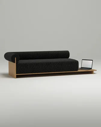 Прямой диван Солга (черное букле)