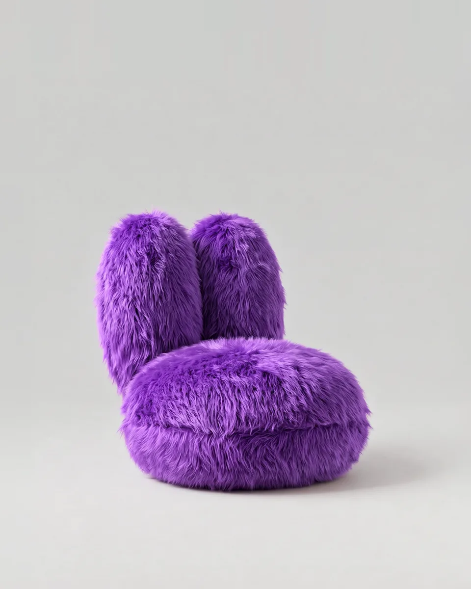Кресло Арeд без ножек и подлокотников (фиолетовый искусственный мех - Лама фиолетовый) от Kalibroom