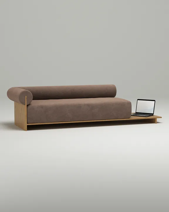 Стильный прямой диван Солга. Материал: Велюр. Цвет: Коричневый Стильный прямой диван Солга. Материал: Велюр. Цвет: Коричневый