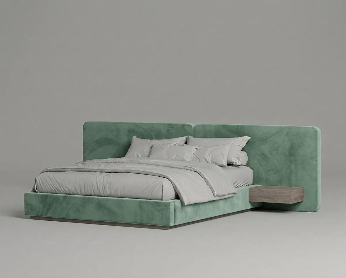 Двуспальная кровать Айри 180x200 с мягким изголовьем (зеленый велюр) Кровать двуспальная Айри с мягким изголовьем (зеленый велюр)