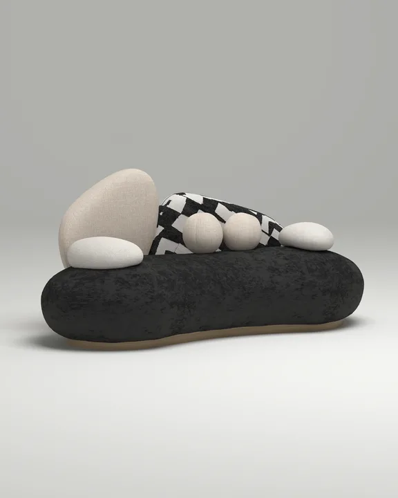 Стильный прямой диван Промто. Материал: Велюр. Цвет: Черный