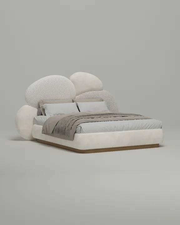 Кровать Промто под матрас 160x200 с мягким изголовьем и ящиком для хранения белья. Материал: искусственная замша - Bentli 01