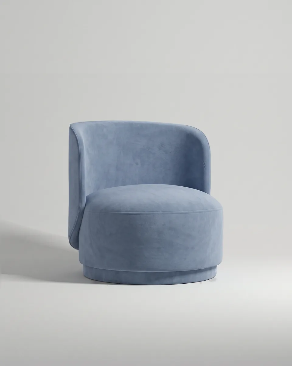 Кресло Кота без ножек с подлокотниками (голубой велюр - Velutto soft 790) от Kalibroom