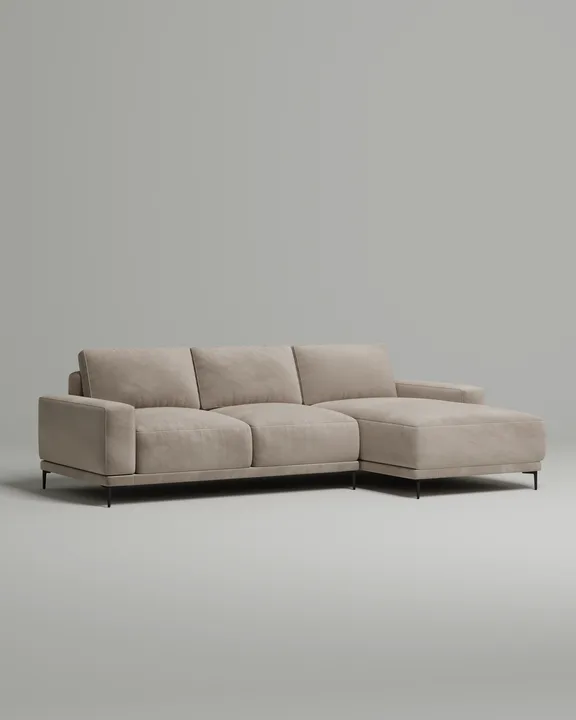 Стильный угловой диван Оснэн угловой. Материал: Велюр. Цвет: Бежевый