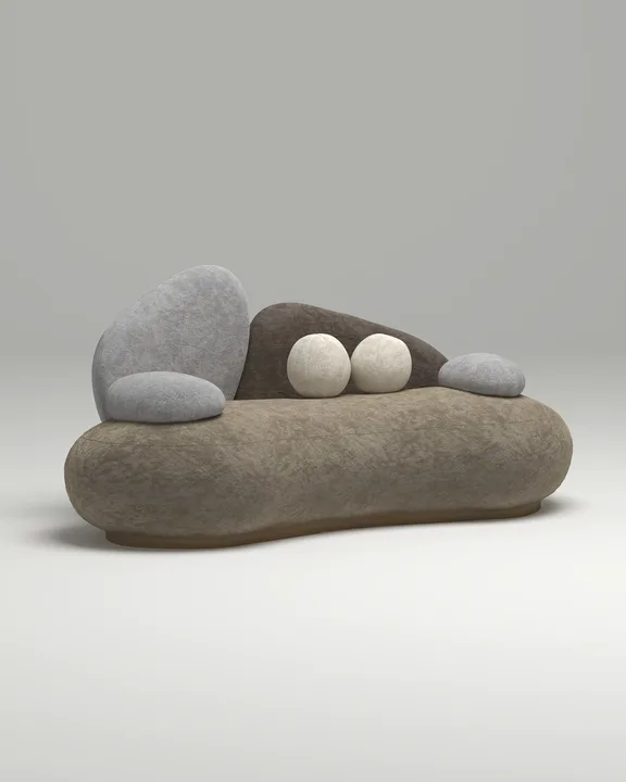 Стильный прямой диван Промто. Материал: Велюр. Цвет: Бежевый