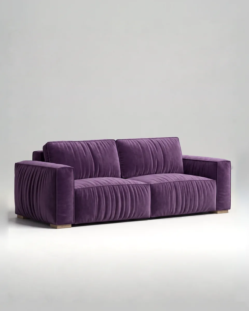 Стильный прямой диван Борген. Материал: велюр. Цвет: фиолетовый
