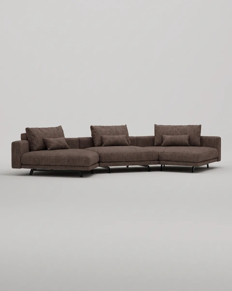 Стильный модульный диван Халген. Материал: рогожка. Цвет: коричневый