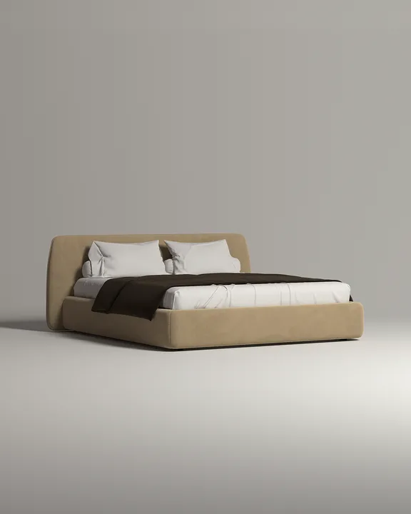 Кровать Эндре под матрас 180x200 с мягким изголовьем и ящиком для хранения белья. Материал: Novus 152 (велюр) Кровать Эндре под матрас 180x200 с мягким изголовьем и ящиком для хранения белья. Материал: велюр - Novus 152