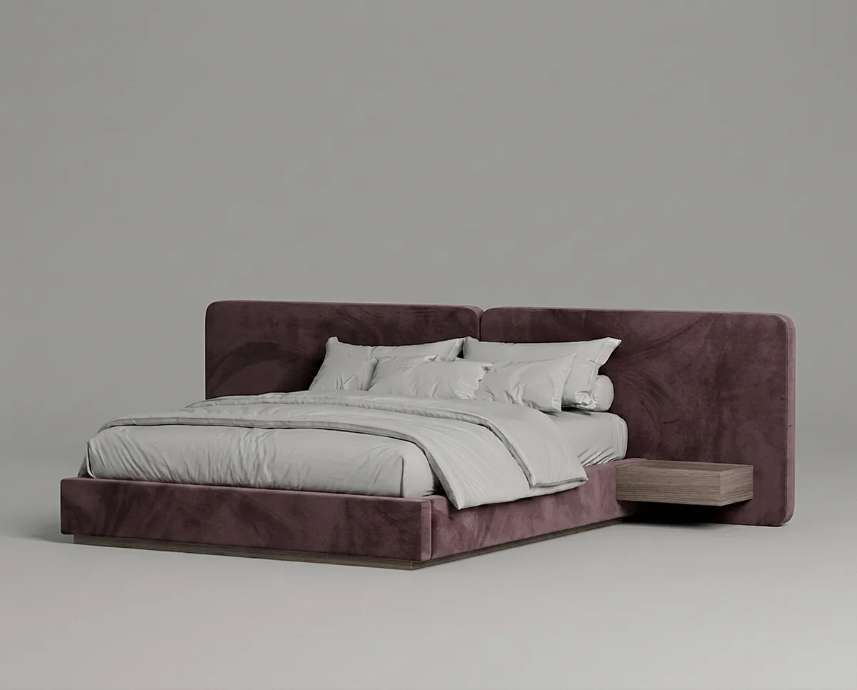Двуспальная кровать Айри 160x200 с мягким изголовьем (коричневый велюр) Кровать двуспальная Айри с мягким изголовьем (коричневый велюр)