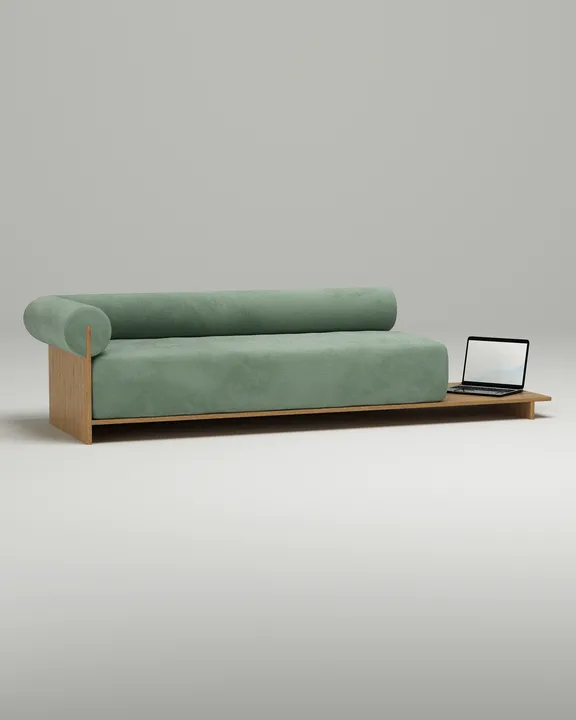 Стильный прямой диван Солга. Материал: Велюр. Цвет: Зеленый