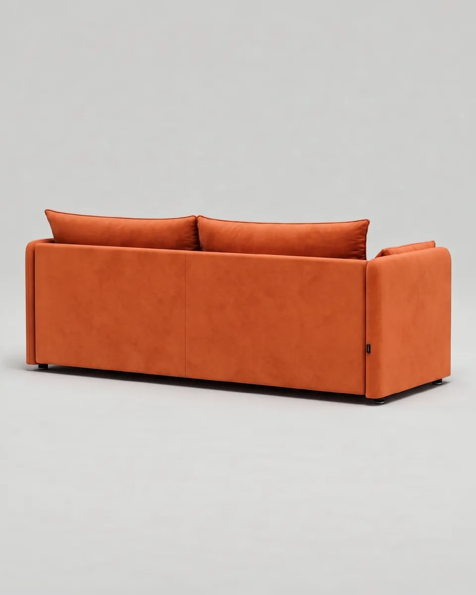 Стильный прямой диван Квина. Материал: велюр. Цвет: оранжевый.