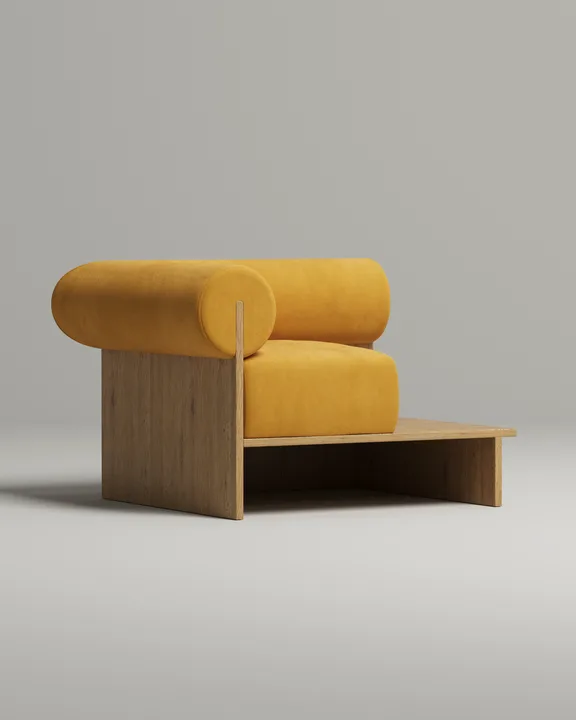 Мягкая банкетка Солга. Материал: велюр. Цвет: горчичный