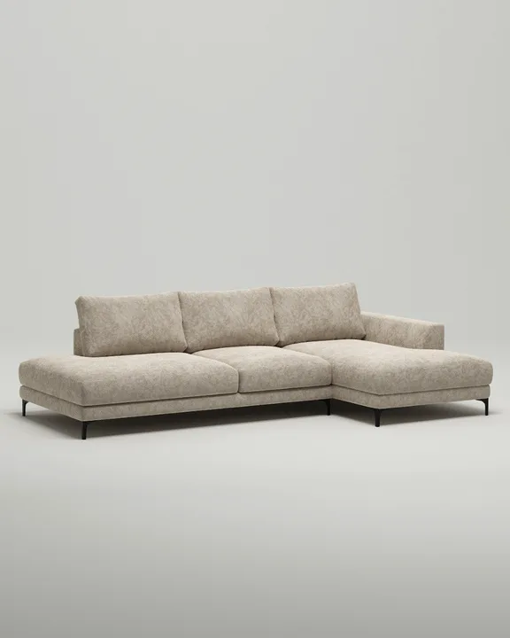 Стильный угловой диван Индастриал. Материал: Велюр. Цвет: Бежевый