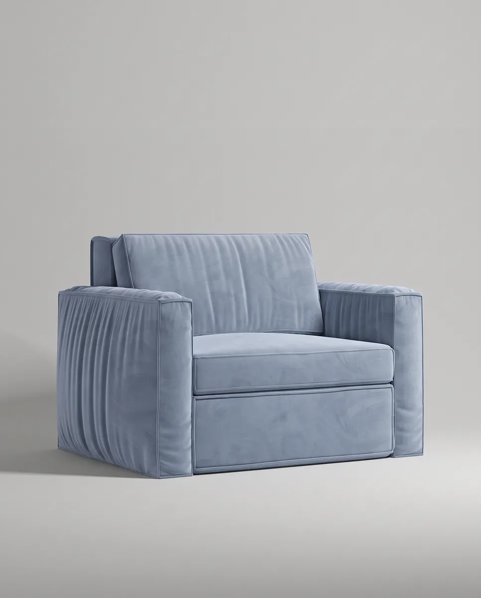 Кресло Борген без ножек с подлокотниками (голубой велюр - Velutto soft 790) от Kalibroom