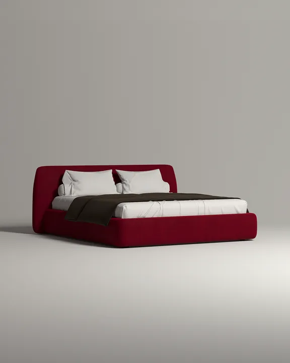 Кровать Эндре под матрас 160x200 с мягким изголовьем и ящиком для хранения белья. Материал: велюр - Velutto 38